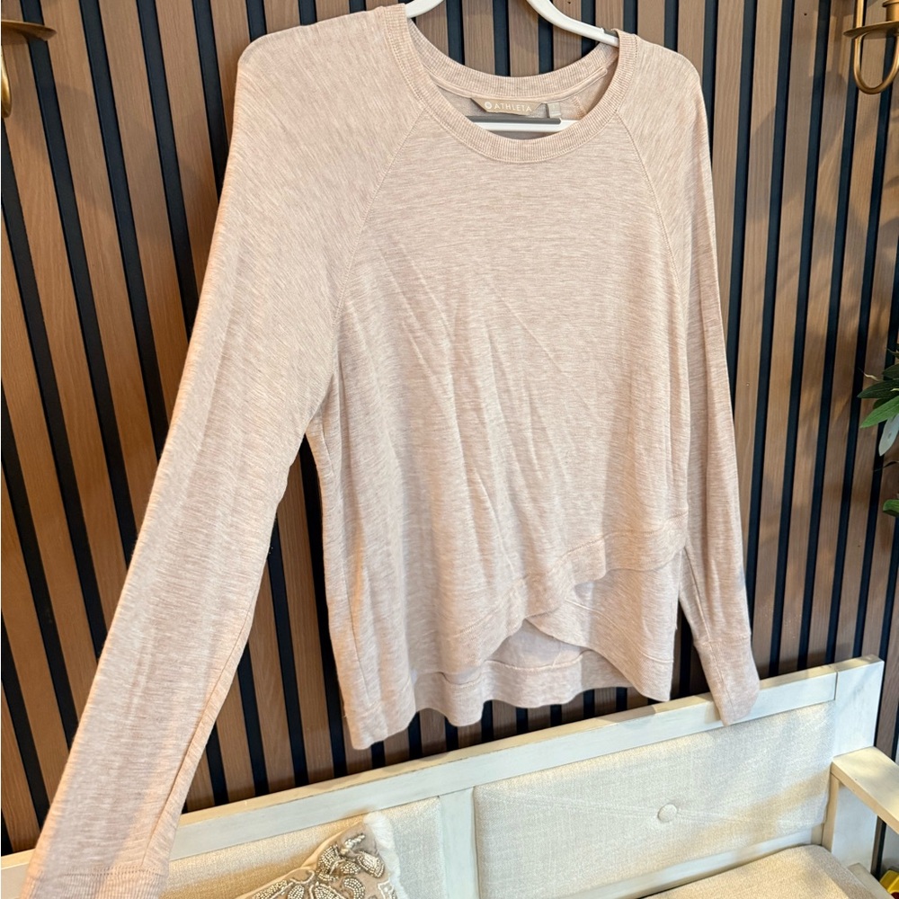 Athleta light beige modal long sleeve soft lightweight pullover lounge shirt
